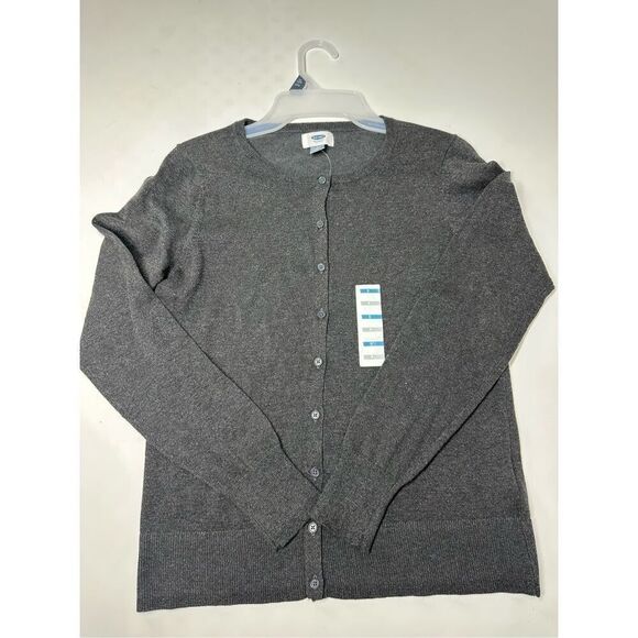 NWT Old Navy Classic Grey Silver Crew Neck Basic Cardigan Sweater Size SP - Picture 4 of 10